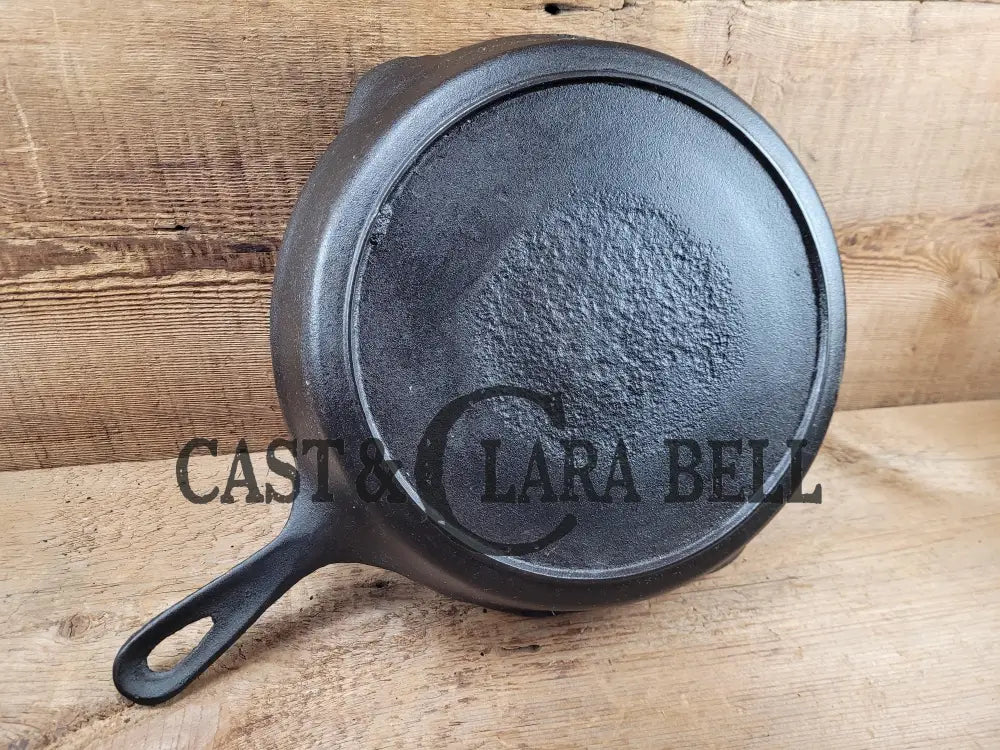 Fantastic First Skillet Or For The Unusual Collector. Unknown Maker Raised #9 Cast Iron Skillet