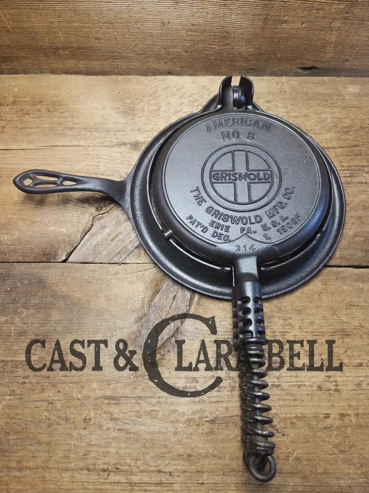 Fantastic gift idea! 1910’s fully restored Griswold No. 8 Waffle Iron (314 & 315) with (#327) Low Base. Ready to make