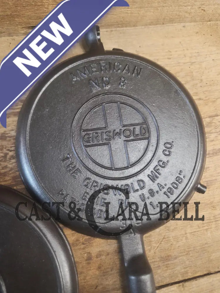 Fantastic gift idea! 1910’s fully restored Griswold No. 8 Waffle Iron (314 & 315) with (#327) Low Base. Ready to make