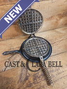 For the eclectic enthusiast!! 1920’s Griswold #8 Waffle Iron 885/886 with Matching Low Base 975. Plated paddles Black