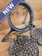 For the eclectic enthusiast!! 1920’s Griswold #8 Waffle Iron 885/886 with Matching Low Base 975. Plated paddles Black