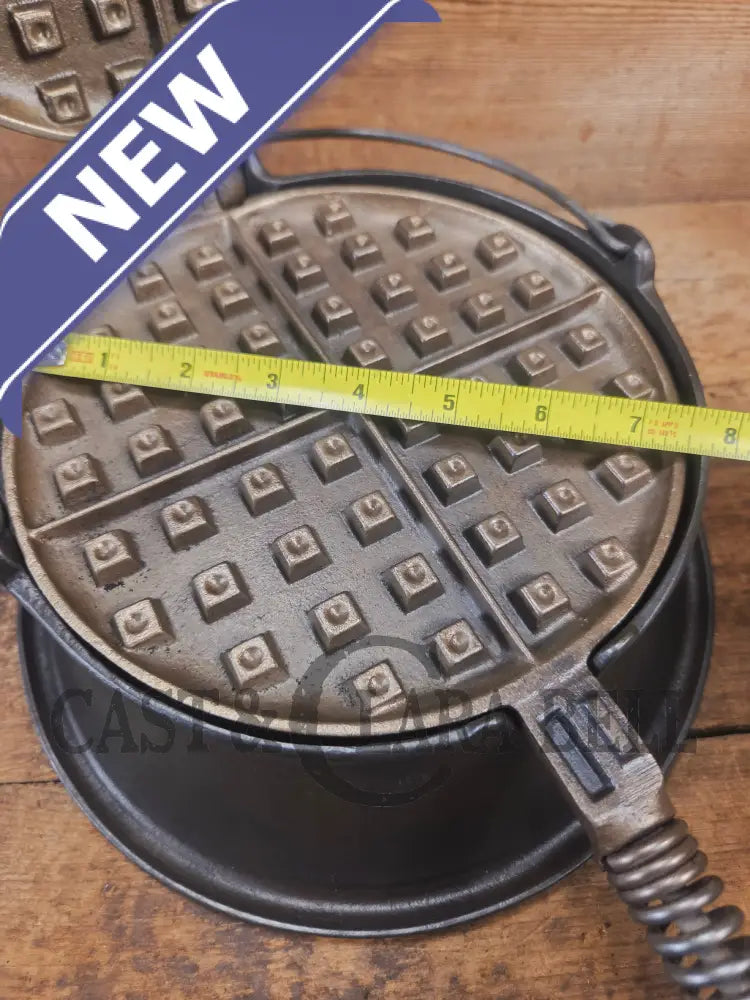 For the eclectic enthusiast!! 1930’s Era Wagner Tall Base Waffle Iron with Nickel Finish Paddles! Really cool patina!