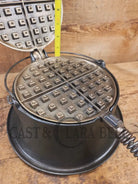 For the eclectic enthusiast!! 1930’s Era Wagner Tall Base Waffle Iron with Nickel Finish Paddles! Really cool patina!