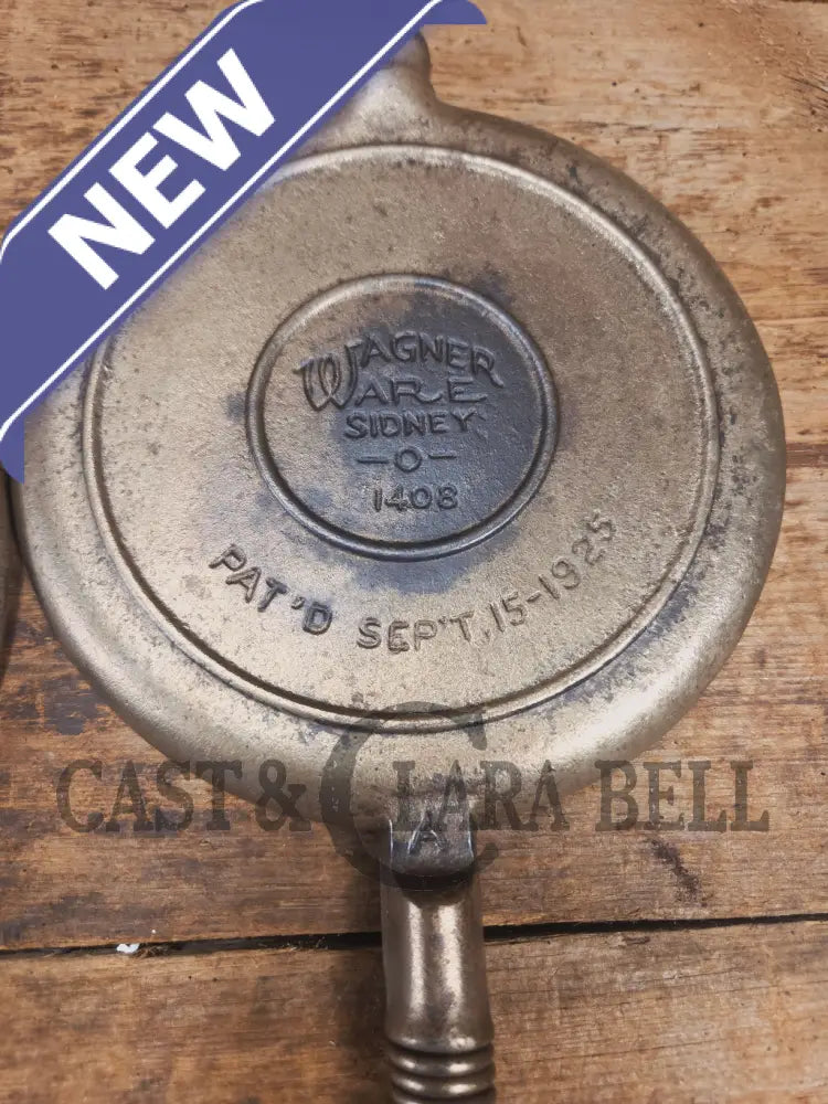 For the eclectic enthusiast!! 1930’s Era Wagner Tall Base Waffle Iron with Nickel Finish Paddles! Really cool patina!