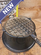 For the eclectic enthusiast!! 1930’s Era Wagner Tall Base Waffle Iron with Nickel Finish Paddles! Really cool patina!
