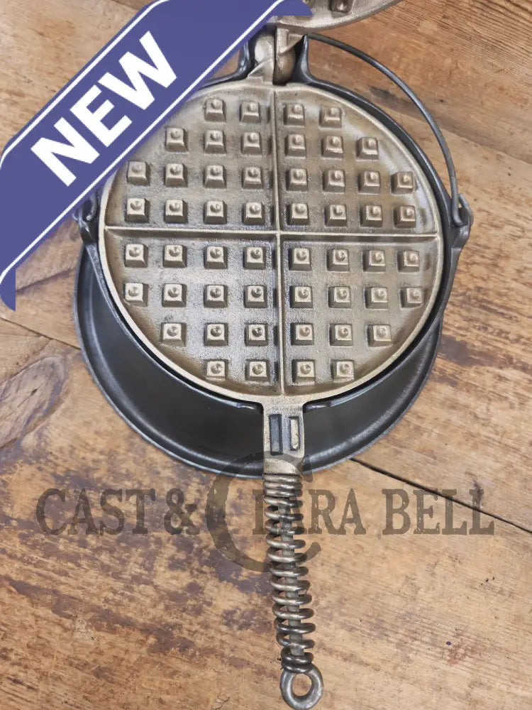 For the eclectic enthusiast!! 1930’s Era Wagner Tall Base Waffle Iron with Nickel Finish Paddles! Really cool patina!