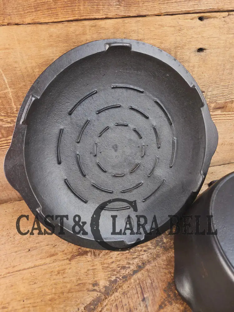 Fully marked Favorite Piqua Ware #8 DEEP Cast Iron Skillet with Heat Ring and Smiley Logo. Great Chicken Fryer! Skillet