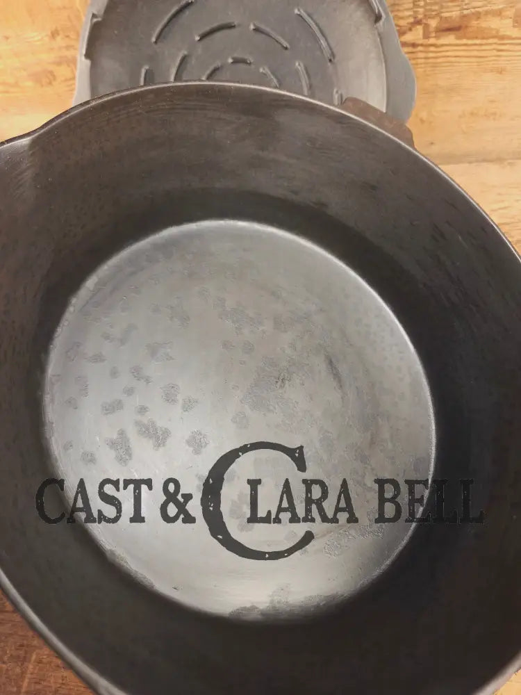 Fully marked Favorite Piqua Ware #8 DEEP Cast Iron Skillet with Heat Ring and Smiley Logo. Great Chicken Fryer! Skillet