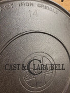 Ghostmarked 1910’s #742 Griswold No. 14 Round Griddle w/ Bail and Slant Logo. The largest made of its kind and hard to
