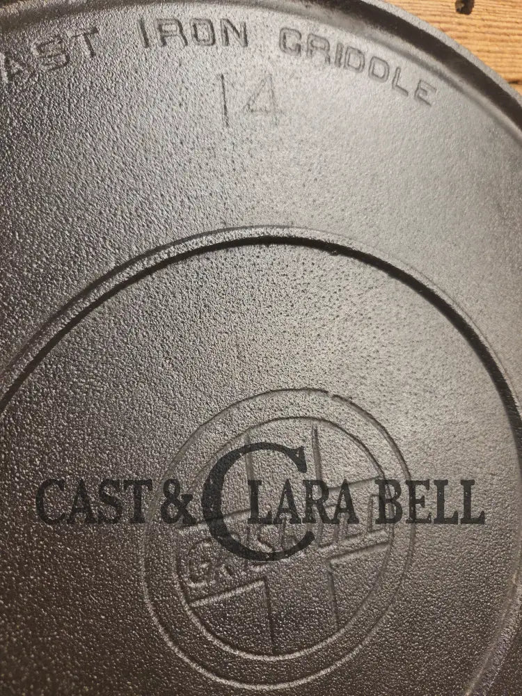 Ghostmarked 1910’s #742 Griswold No. 14 Round Griddle w/ Bail and Slant Logo. The largest made of its kind and hard to