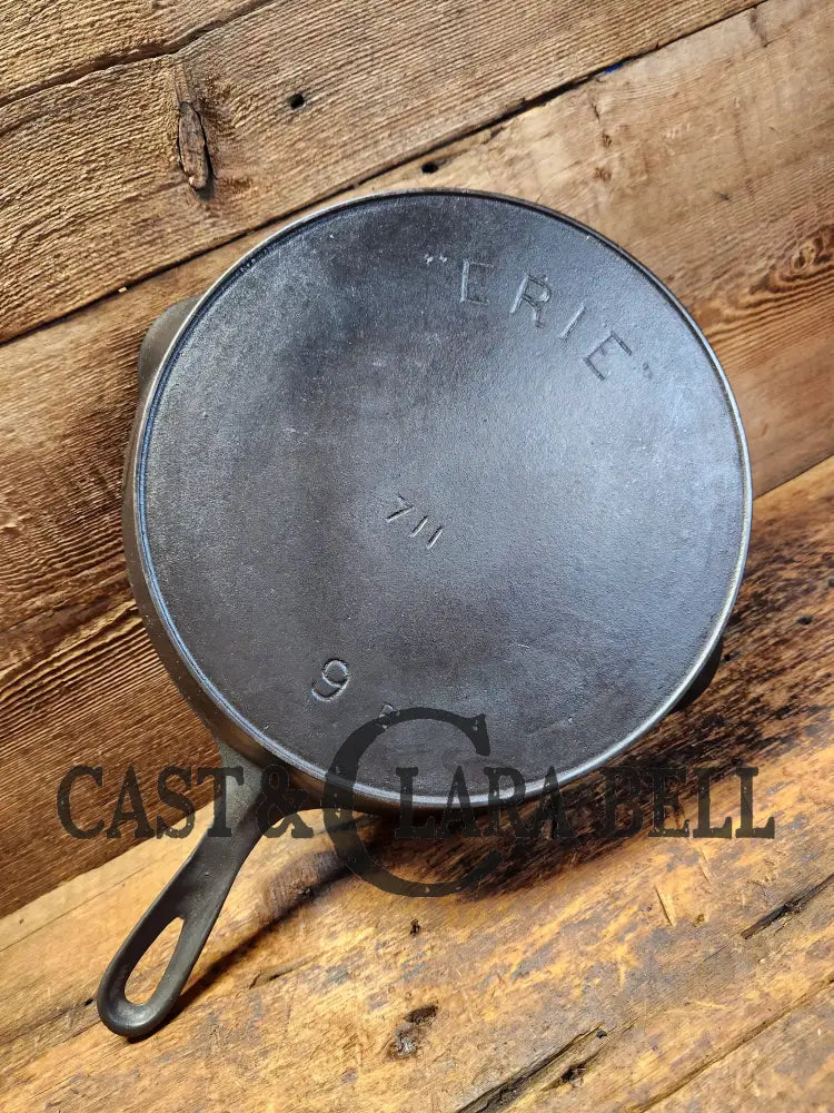 Gorgeous 1890’S Erie #9 (1890’S Griswold) 3Rd Series’ Cast Iron Skillet With Heat Ring 710