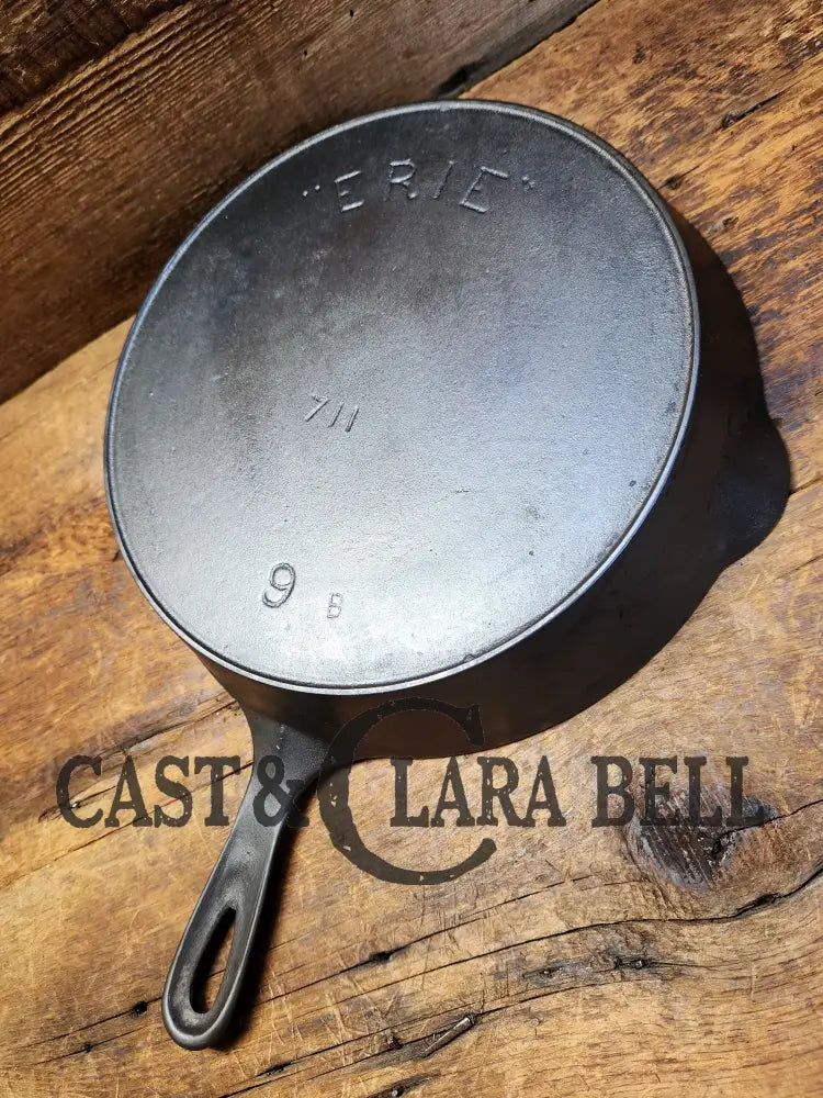 Gorgeous 1890’S Erie #9 (1890’S Griswold) 3Rd Series’ Cast Iron Skillet With Heat Ring 710