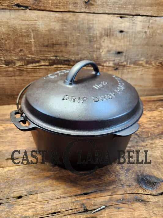 Gorgeous!! 1920’S Fully Marked Wagner No. 8 Cast Iron Drip Drop Roaster With Lid. Dutch Ovens