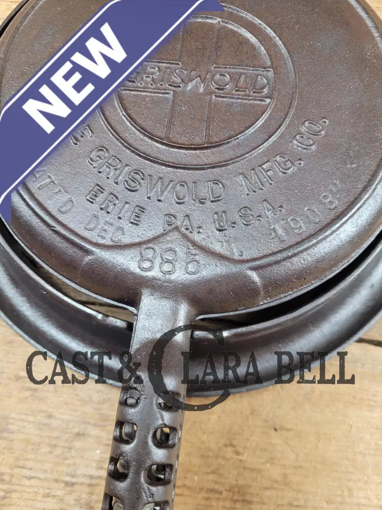 Gorgeous! 1920’S Griswold #8 Waffle Iron 885/886 With Raised Letter Low Base 975. Ready To Make