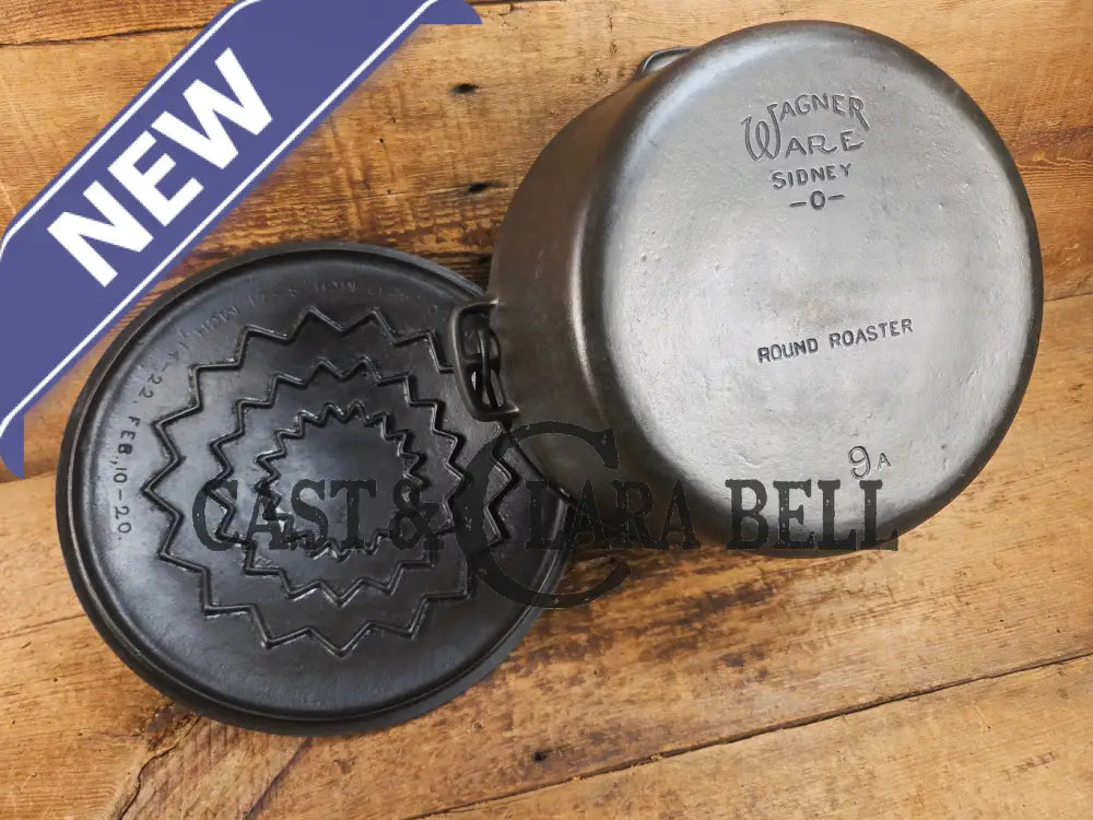 Gorgeous. 1920’s Wagner #9 Dutch Oven round roaster with Turtle Top Style Sawtooth Baster Lid Dutch Ovens Trivets &