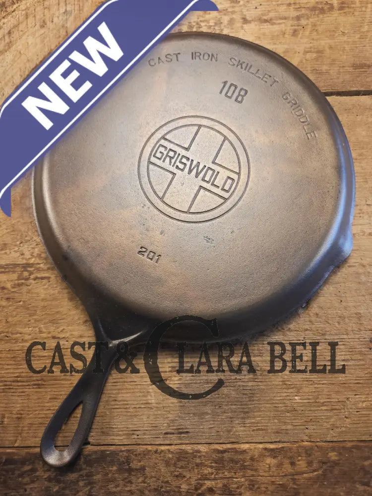 GORGEOUS! 1930’s Griswold #108 Skillet Griddle Large block logo c/n 201. Great for everyday flat iron. Griddle