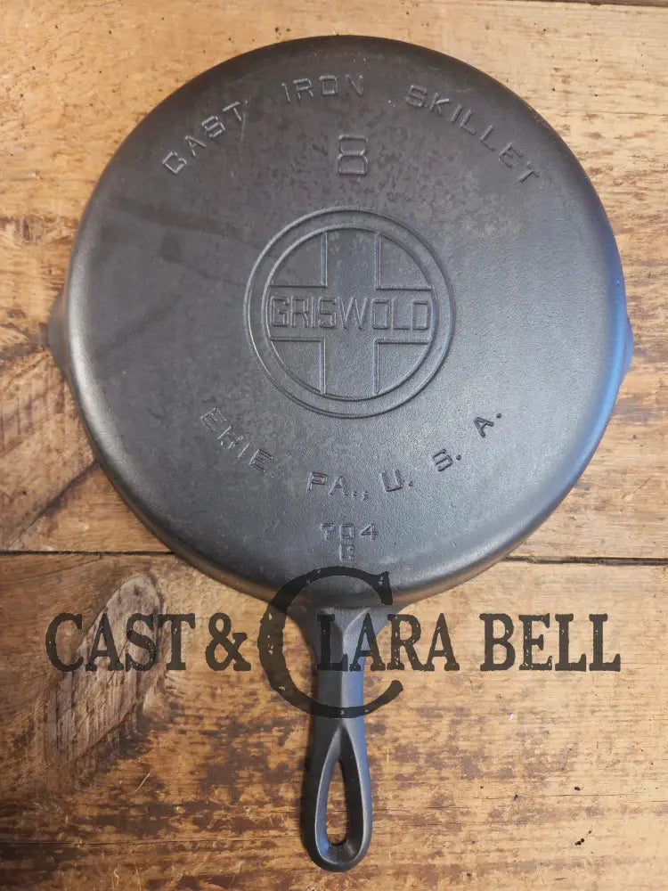 Gorgeous 1930’s Griswold #8 Cast Iron Skillet with Large Block Logo 704 C Skillet