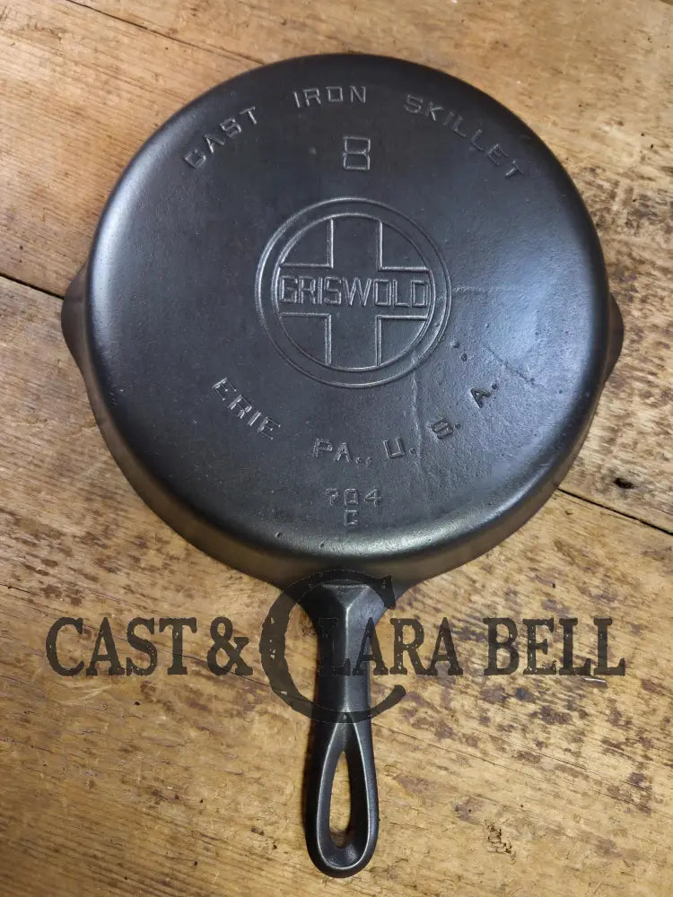Gorgeous 1930’s Griswold #8 Cast Iron Skillet with Large Block Logo 704 C