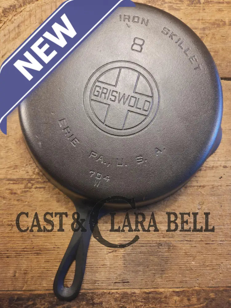 Gorgeous 1930’s Griswold #8 Cast Iron Skillet with Large Block Logo 704 W Skillet