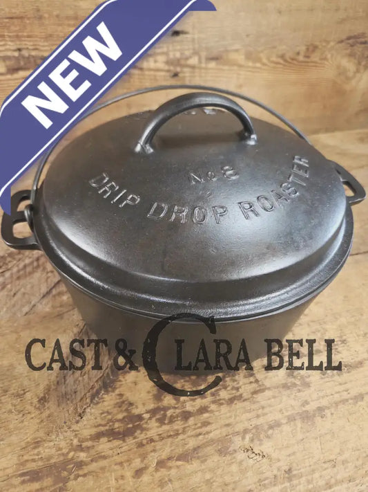 Gorgeous! 1930’s Wagner Ware #8 Drip Drop Roaster #1268 A I w/ Sawtooth Lid p/n 1268. Raised Letter lid. Dutch Ovens