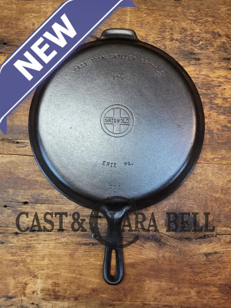 Gorgeous! 1940’S Griswold #108 Skillet Griddle Small Block Logo C/N 201. Great For Everyday Flat