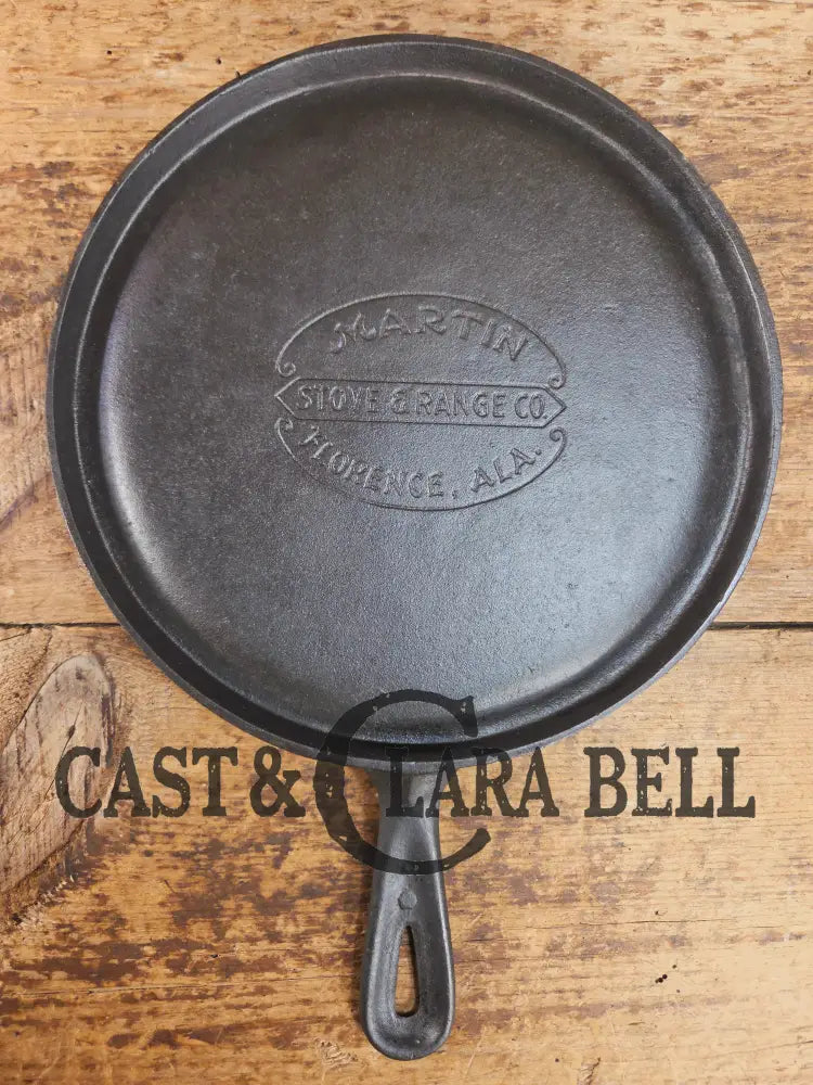 Gorgeous and harder to find Martin Stove & Range No. 8 Skillet Griddle with Hamburger Logo. Versatile restored and