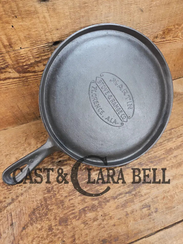 Gorgeous and harder to find Martin Stove & Range No. 8 Skillet Griddle with Hamburger Logo. Versatile restored and