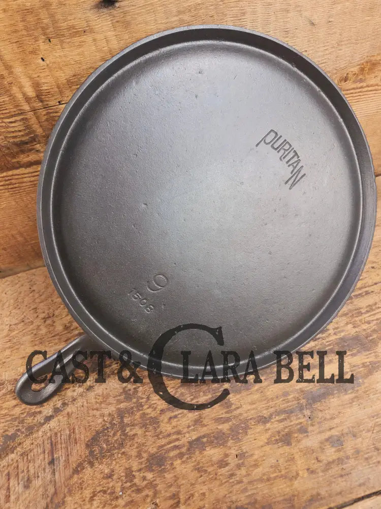 Gorgeous and not often seen #9 Puritan round griddle by Griswold. Perfect for everyday pancakes grilled cheese or oven