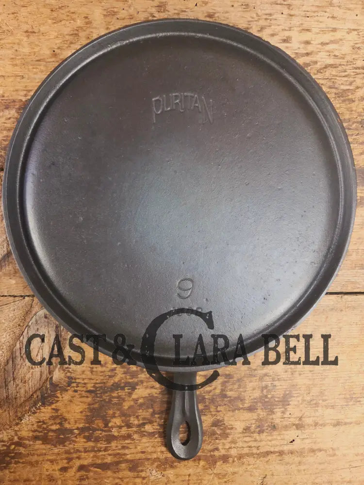 Gorgeous and not often seen #9 Puritan round griddle by Griswold. Perfect for everyday pancakes grilled cheese or oven