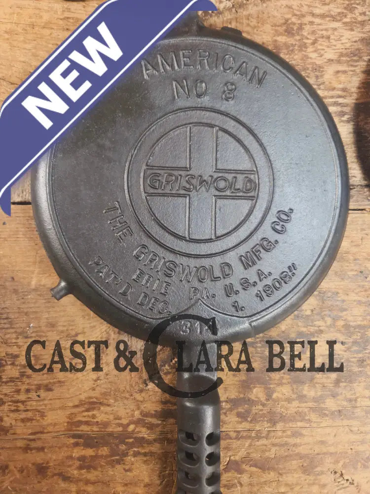 GORGEOUS! Awesome 1920’s Slant Log Griswold #8 Waffle Iron 314/313 with Fully marked Base 327. Ready to make crispy