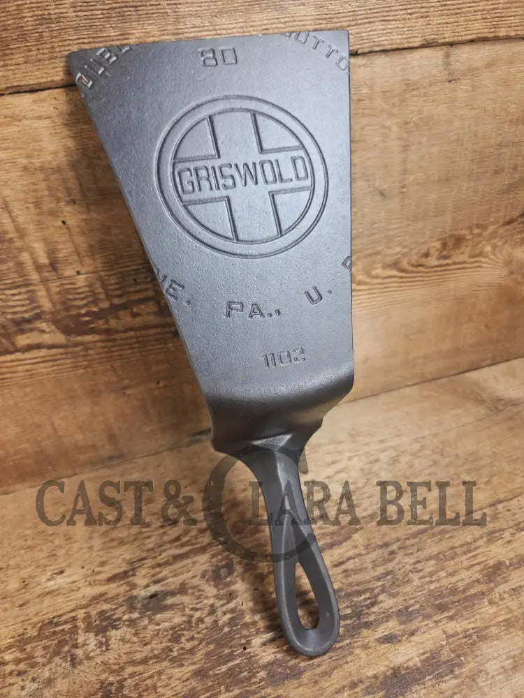 Gorgeous custom made #8 1102 Griswold Cast Iron Deep Spatula. Reclaimed 1920’s Large Block Smooth Bottom Combo Cooker!