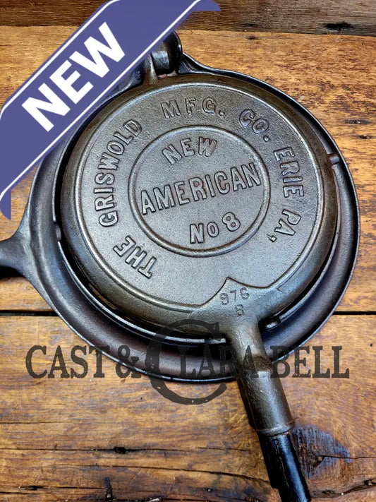 Gorgeous! Early 1900’S Griswold New American No. 8 Cast Iron Waffle With Low Base 976A/976B