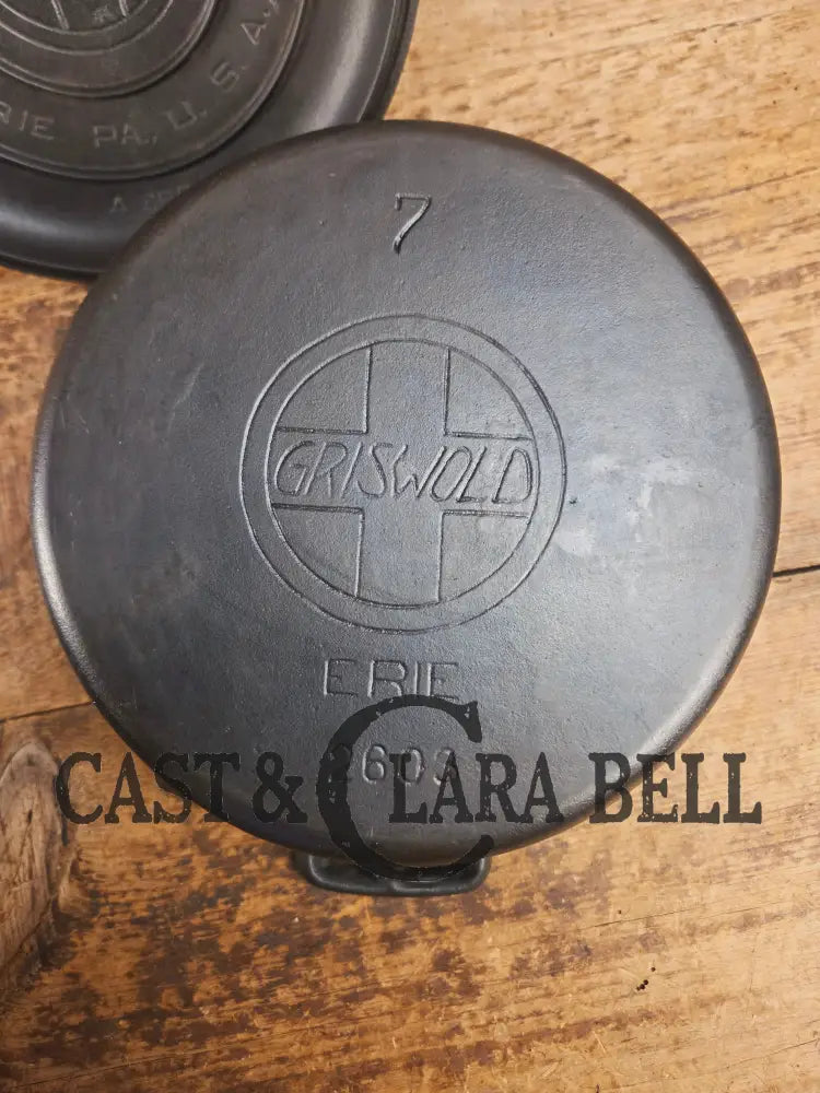 GORGEOUS. Early 1910’s Griswold #7 fully marked Tite-Top Dutch Oven 2603 Slant Logo ERIE 2604 Dutch Ovens Trivets &