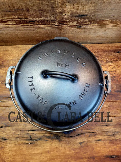 Gorgeous Fully Marked! 1920’S Griswold No. 9 Tite-Top Cast Iron Dutch Oven 834 B. Low Dome Lid