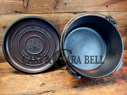 Gorgeous Fully Marked! 1920’S Griswold No. 9 Tite-Top Cast Iron Dutch Oven 834 B. Low Dome Lid