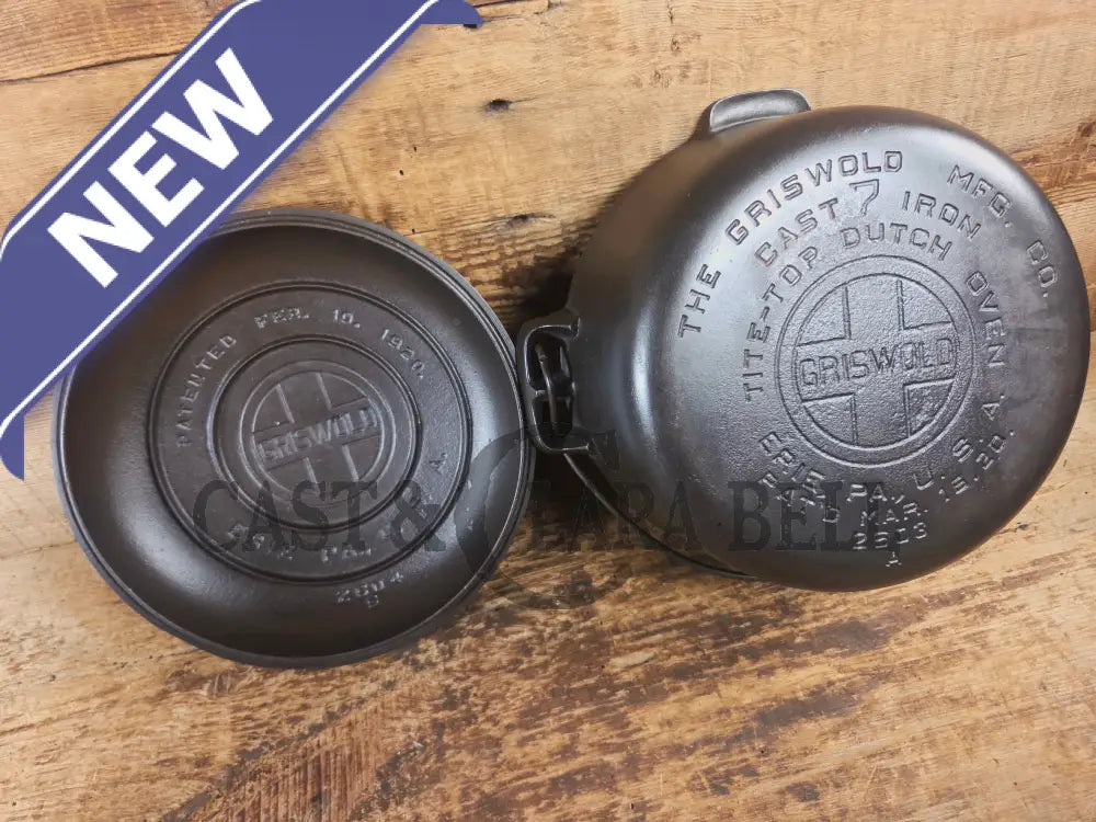 GORGEOUS. Griswold #7 fully marked Tite-Top Dutch Oven 2603 high dome fully marked lid 2604 - Dutch Ovens Trivets &