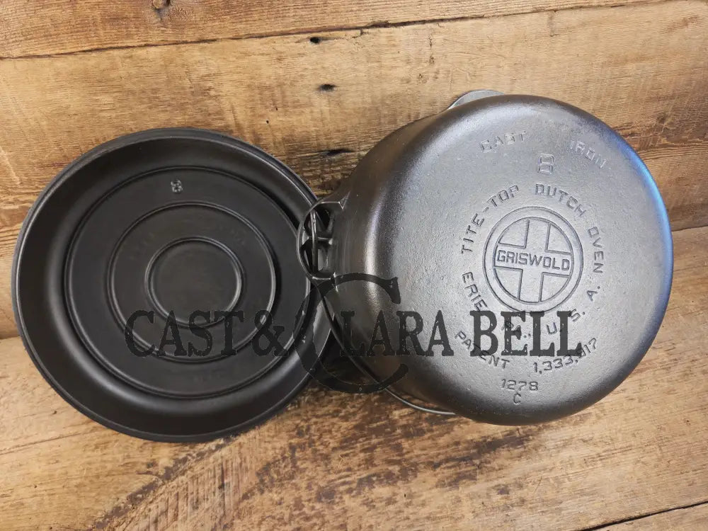 Gorgeous Griswold #8 Tite-Top Dutch Oven Erie PA USA p/n 1278 C with Button Top Logo Lid. Great for soups stews and