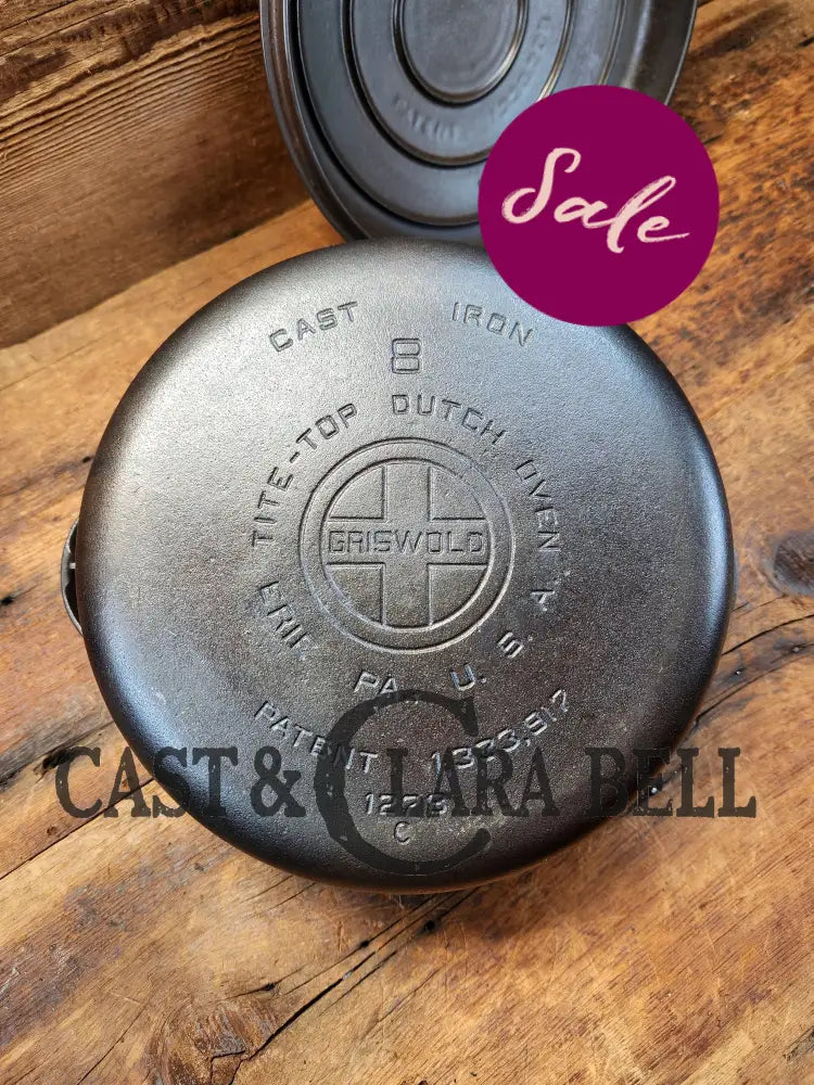 Gorgeous Griswold #8 Tite-Top Dutch Oven Erie Pa Usa P/N 1278 C With Button Top Logo Lid. Restored