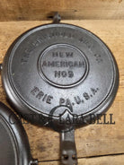 Gorgeous! Hard to Find EARLY 1900’s (Erie Logo Era) Griswold New American RAISED letter style #9 Waffle Iron! Paddles
