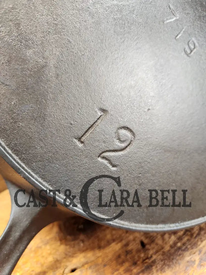 Gorgeous! Htf 1890’S Third Series Erie (Griswold) #12 Cast Iron Skillet. Huge!! Skillet