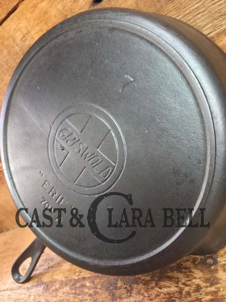 Gorgeous!! Very early 1910’s Griswold #7 Skillet with Heat Ring and Large Slant Logo ’Erie,’ 701 A Skillet