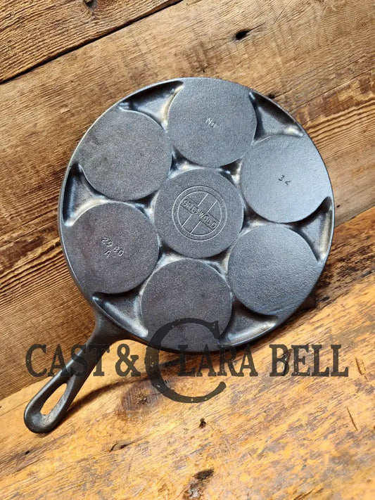 Great Gift Idea! Wagner Made Griswold No. 34 Cast Iron Plett Pan With Slant Block Logo 2980 A