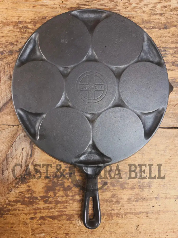 GREAT gift idea! Wagner made Griswold No. 34 Cast Iron Plett Pan with Small Block Logo Skillet