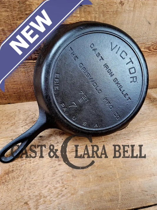 Great Price! 1920’S Griswold’s Victor ’Upside Down’ #7 Skillet With Heat Ring Fully Marked