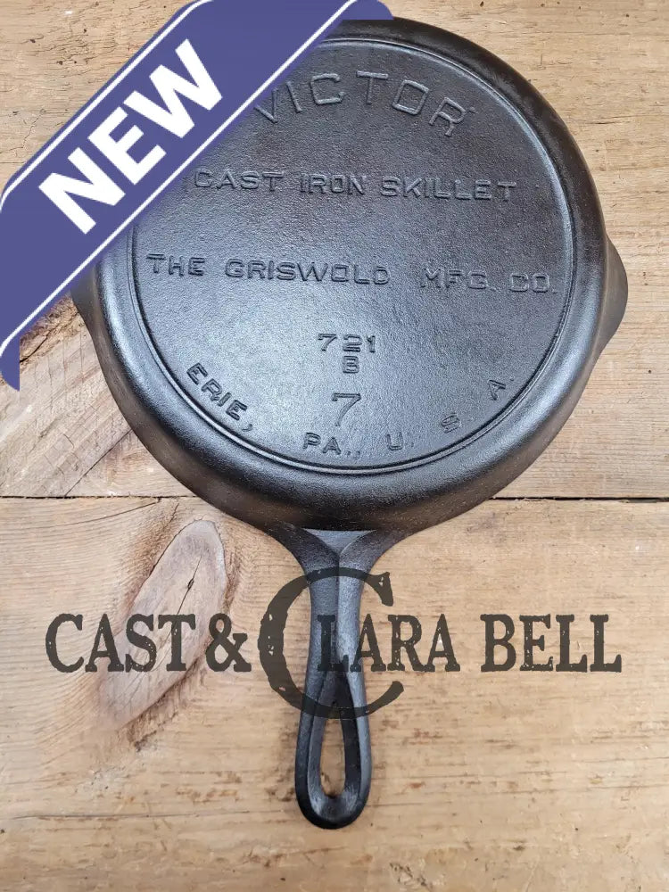 Great Price! 1920’S Griswold’s Victor ’Upside Down’ #7 Skillet With Heat Ring Fully Marked