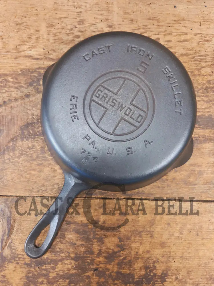 1930’s Griswold #5 Cast Iron Skillet with Large Block Logo 724 B - Skillet