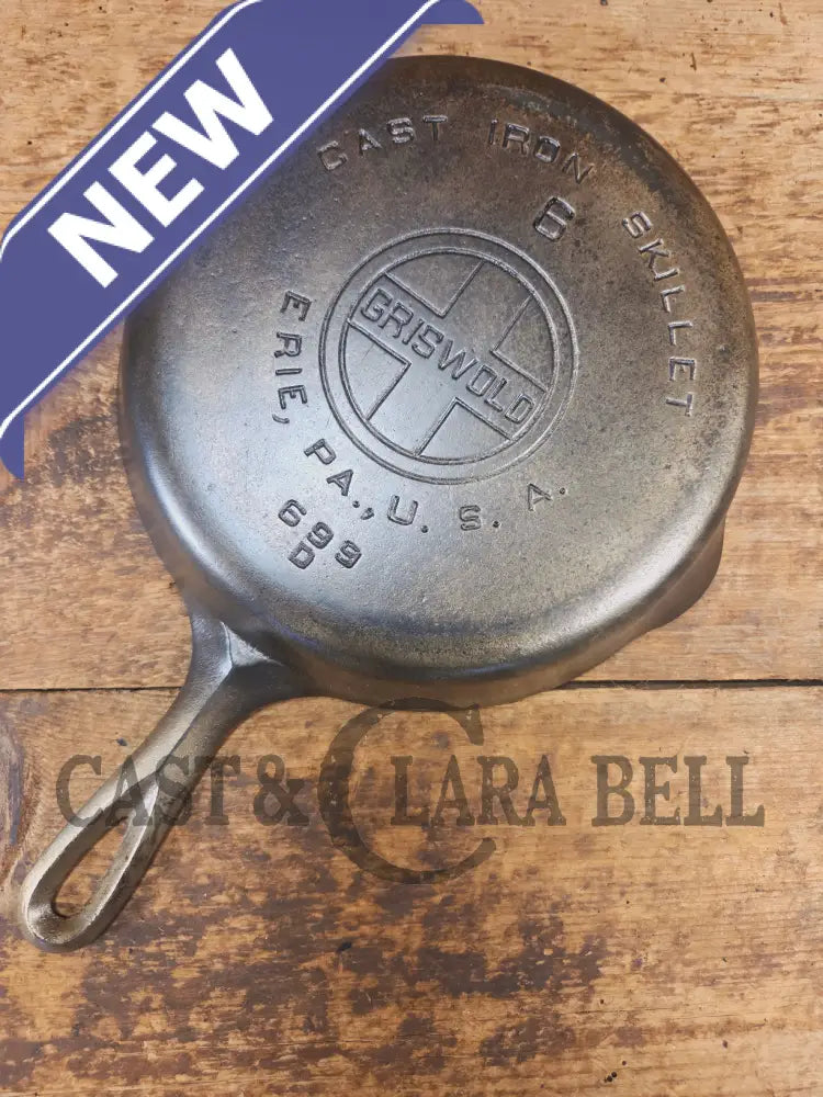 Griswold #6 Skillet with Duo-Chrome finish Large Block Logo and Smooth Bottom 699 D - Skillet