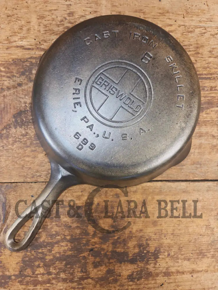 Griswold #6 Skillet with Duo-Chrome finish Large Block Logo and Smooth Bottom 699 D - Skillet