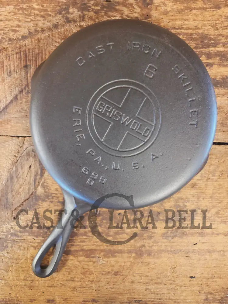 1920’s Griswold #6 Skillet with Large Block Logo and Smooth Bottom 699 D - Skillet