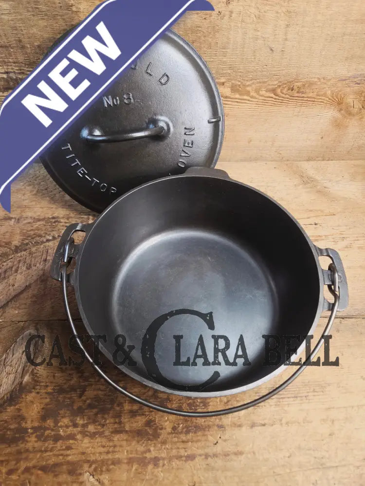Griswold #8 Tite-Top Cast Iron Dutch Oven with Large Block Logo 833 A and Lid with Slant Logo A 2551 Dutch Ovens